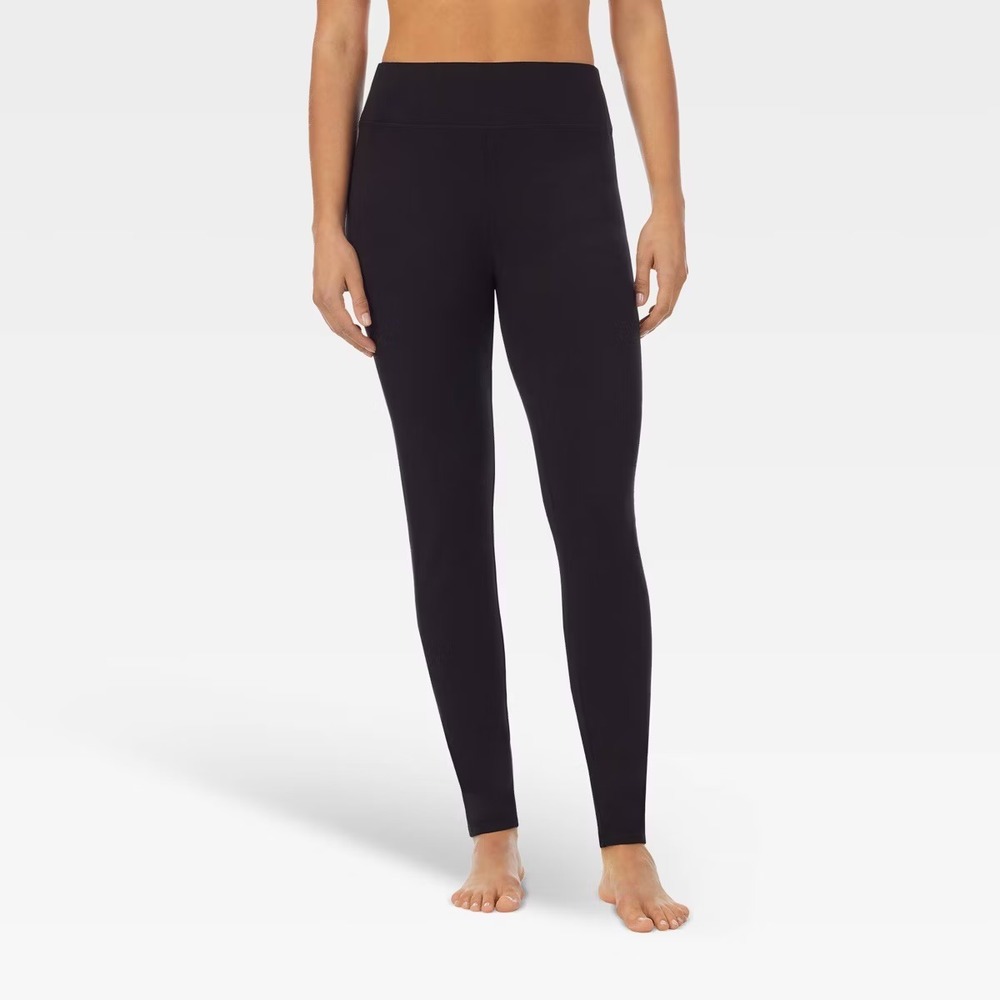 Warm Essentials by Cuddl Duds‎ Black Fleece Lined Leggings Women Medium